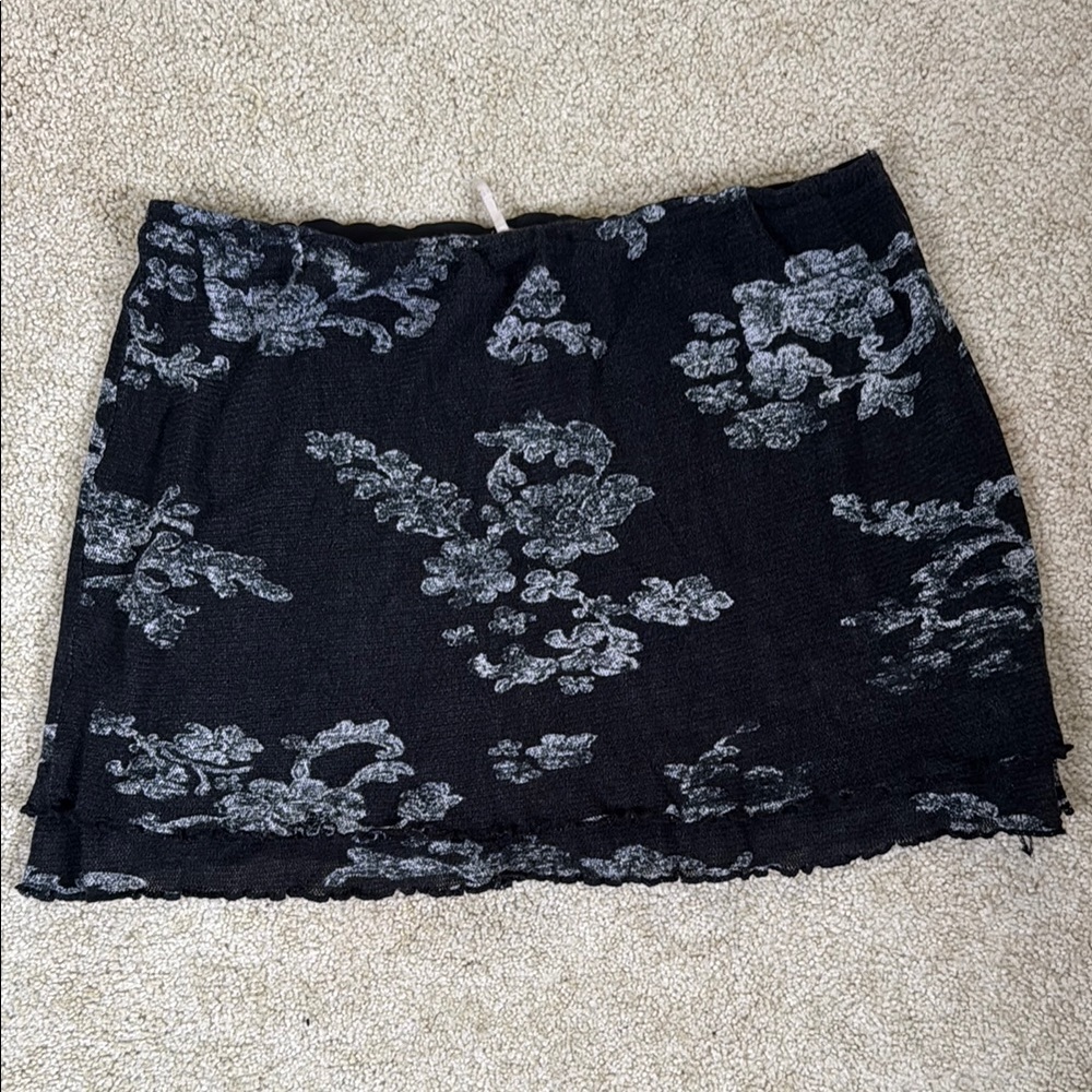 Floral Black and Gray Women's Skirt